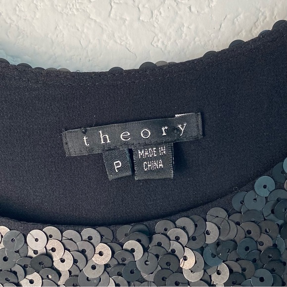 Theory Ondrea Black Sequins Over Silk Tank Top (P1) - Picture 5 of 12